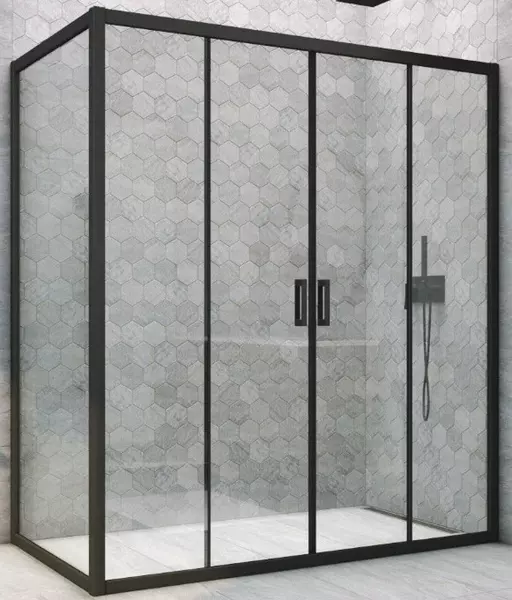 

Душевой угол-ограждение «Vegas Glass» Z2P+ZPV Novo h2000 155/85 прозрачный/чёрный матовый без поддона универсальный