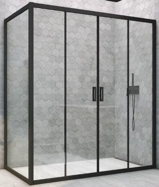 

Душевой угол-ограждение «Vegas Glass» Z2P+ZPV Novo h2000 155/90 прозрачный/чёрный матовый без поддона универсальный