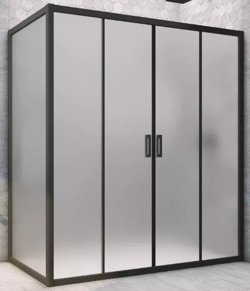 

Душевой угол-ограждение «Vegas Glass» Z2P+ZPV Novo h2000 160/85 сатин/чёрный матовый без поддона универсальный