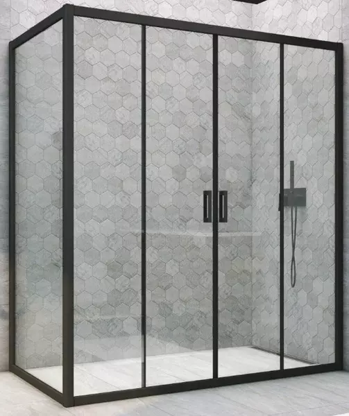 

Душевой угол-ограждение «Vegas Glass» Z2P+ZPV Novo h2000 160/90 прозрачный/чёрный матовый без поддона универсальный