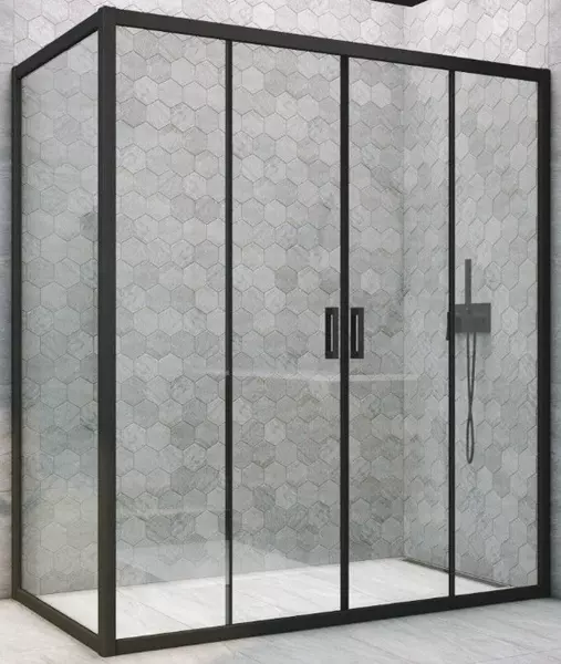 

Душевой угол-ограждение «Vegas Glass» Z2P+ZPV Novo h2000 165/85 прозрачный/чёрный матовый без поддона универсальный