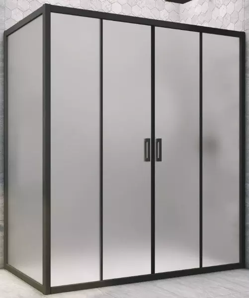 

Душевой угол-ограждение «Vegas Glass» Z2P+ZPV Novo h2000 165/90 сатин/чёрный матовый без поддона универсальный