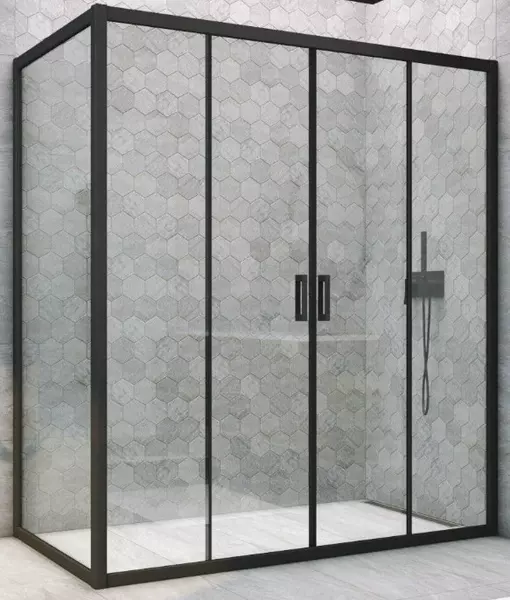 

Душевой угол-ограждение «Vegas Glass» Z2P+ZPV Novo h2000 170/75 прозрачный/чёрный матовый без поддона универсальный