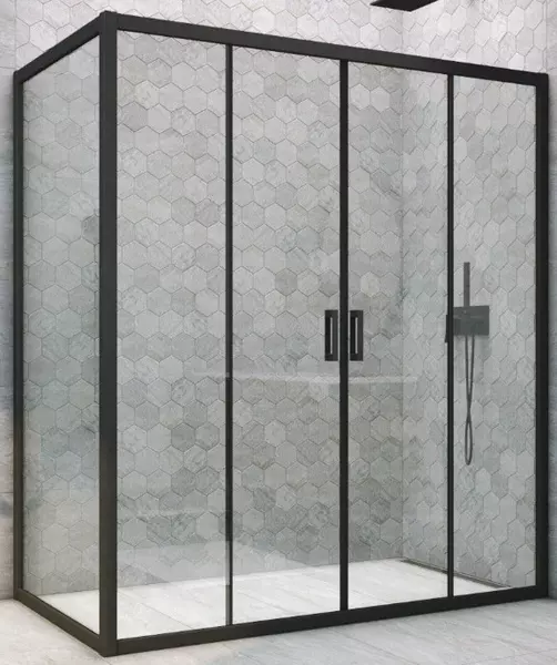 

Душевой угол-ограждение «Vegas Glass» Z2P+ZPV Novo h2000 180/70 прозрачный/чёрный матовый без поддона универсальный