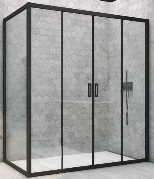 

Душевой угол-ограждение «Vegas Glass» Z2P+ZPV Novo h2000 180/75 прозрачный/чёрный матовый без поддона универсальный