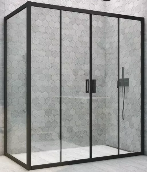 

Душевой угол-ограждение «Vegas Glass» Z2P+ZPV Novo h2000 185/100 прозрачный/чёрный матовый без поддона универсальный