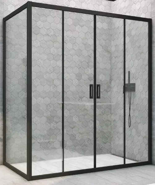 

Душевой угол-ограждение «Vegas Glass» Z2P+ZPV Novo h2000 190/85 прозрачный/чёрный матовый без поддона универсальный