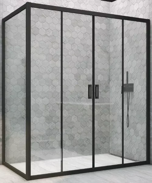 

Душевой угол-ограждение «Vegas Glass» Z2P+ZPV Novo h2000 190/95 прозрачный/чёрный матовый без поддона универсальный