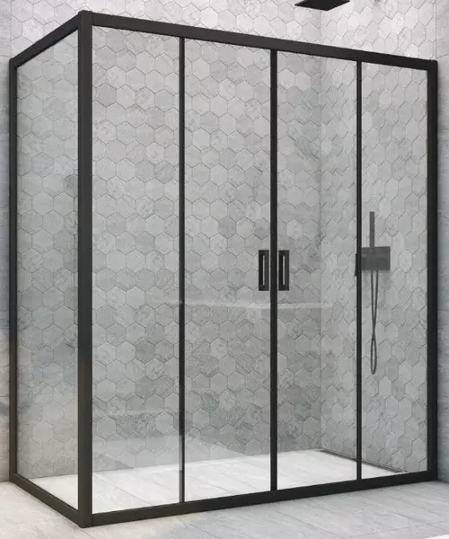 

Душевой угол-ограждение «Vegas Glass» Z2P+ZPV Novo h2000 195/80 прозрачный/чёрный матовый без поддона универсальный