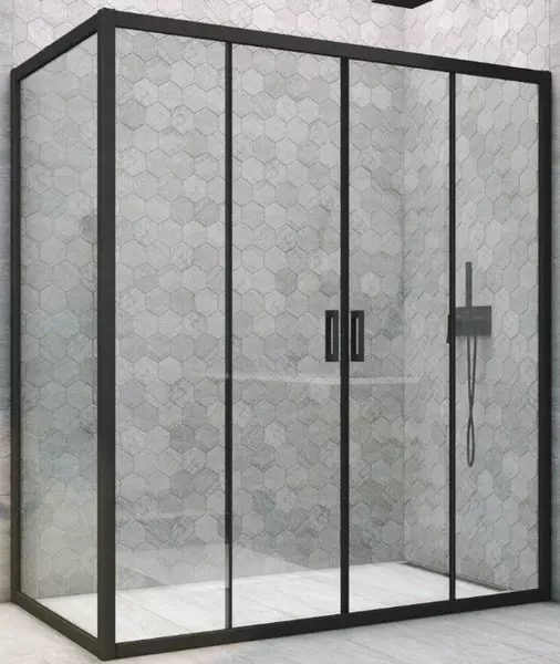

Душевой угол-ограждение «Vegas Glass» Z2P+ZPV Novo h2000 195/95 прозрачный/чёрный матовый без поддона универсальный