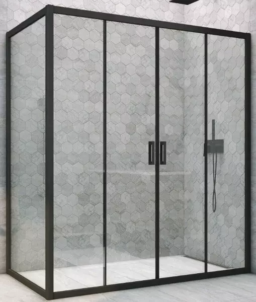 

Душевой угол-ограждение «Vegas Glass» Z2P+ZPV Novo h2000 200/75 прозрачный/чёрный матовый без поддона универсальный