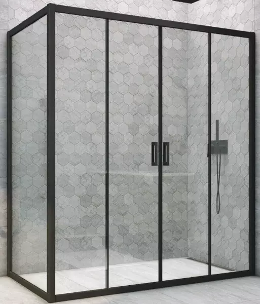 

Душевой угол-ограждение «Vegas Glass» Z2P+ZPV Novo h2000 200/90 прозрачный/чёрный матовый без поддона универсальный