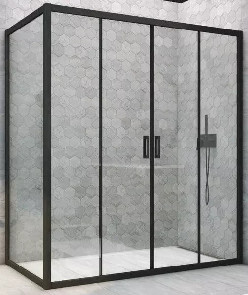 

Душевой угол-ограждение «Vegas Glass» Z2P+ZPV Novo h2000 205/80 прозрачный/чёрный матовый без поддона универсальный