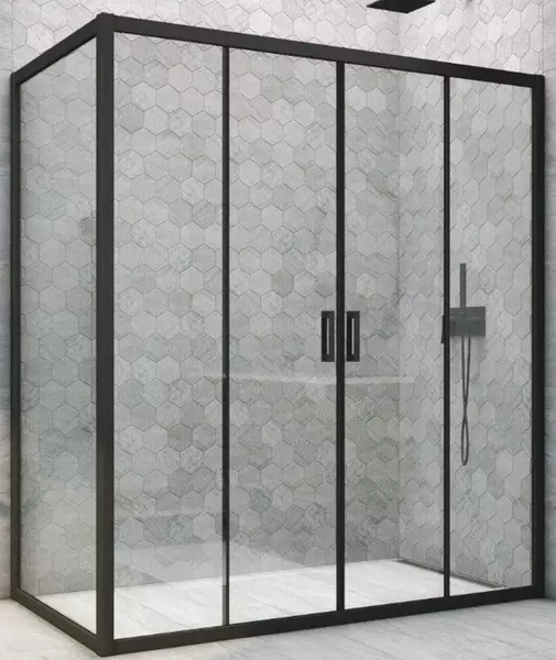 

Душевой угол-ограждение «Vegas Glass» Z2P+ZPV Novo h2000 205/95 прозрачный/чёрный матовый без поддона универсальный