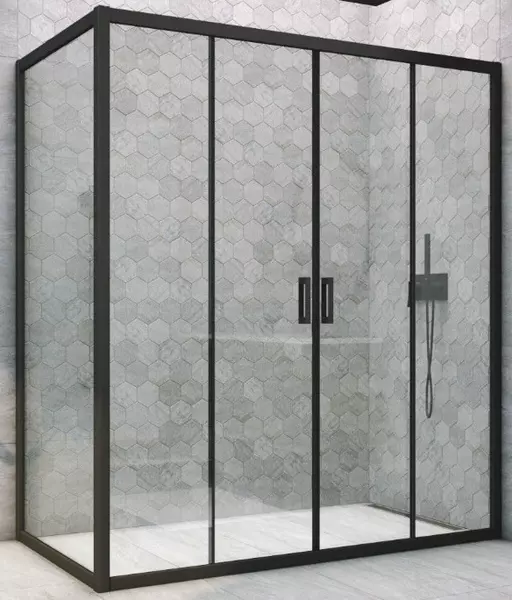 

Душевой угол-ограждение «Vegas Glass» Z2P+ZPV Novo h2000 215/90 прозрачный/чёрный матовый без поддона универсальный