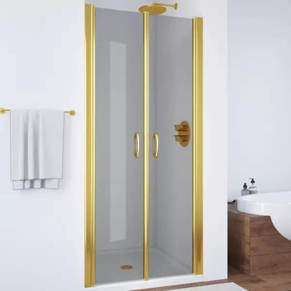 

Душевая дверь «Vegas Glass» E2P 80/189 графит/глянцевое золото универсальная