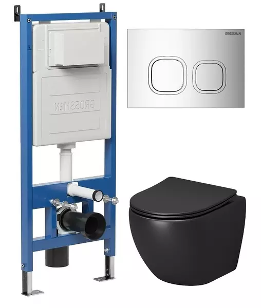 

Комплект инсталляция с унитазом, крышкой и кнопкой смыва «Grossman» 97.4455BMS.02.100 безободковый