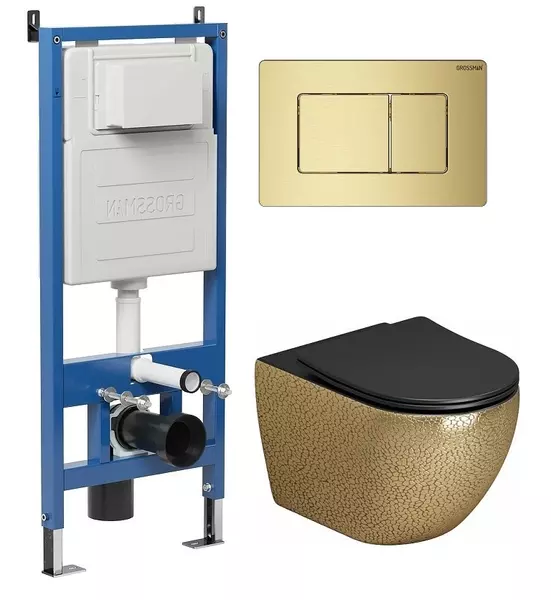 

Комплект инсталляция с унитазом, крышкой и кнопкой смыва «Grossman» 97.4411GBLS.04.32M безободковый