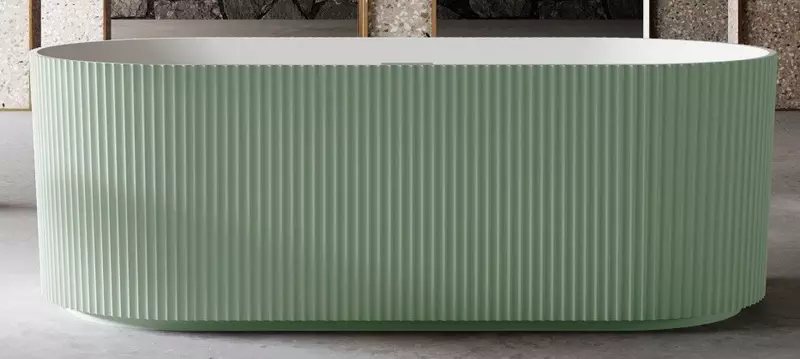 

Ванна из искусственного камня «Abber» AS9601MCG Stein 170/75 с ножками с сифоном белая/зелёная матовая