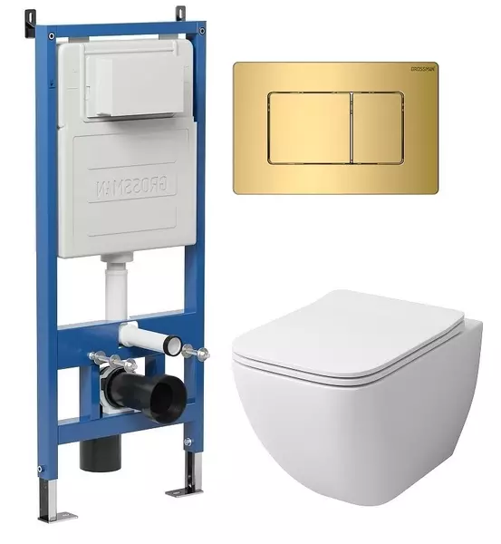 

Комплект инсталляция с унитазом, крышкой и кнопкой смыва «Grossman» 97.4447S.04.30M безободковый белый