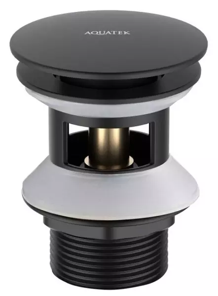 Донный клапан для раковины «Акватек» AQ6002MB с механизмом Клик-Клак чёрный матовый, размер 6
