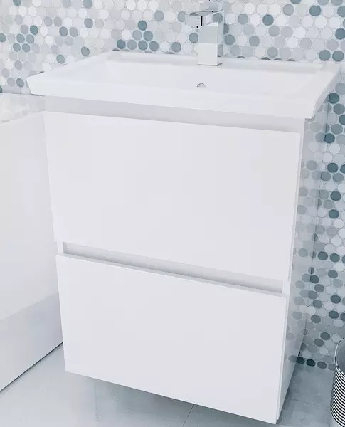 

Тумба с раковиной «Marka One» New Aris 70П (Comfort 70/45) подвесная белый глянец