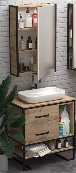 Мебель для ванной «Marka One» Grunge Loft 80Н дуб вотан - фото 1