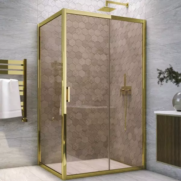 

Душевой угол-ограждение «Vegas Glass» ZP+ZPV TUR NOVO h1900 125/95 бронза/золото без поддона универсальный