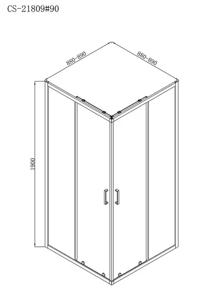 Душевой угол-ограждение «Loranto» Neo CS-21809В 90/90 квадратный прозрачный/чёрный без поддона