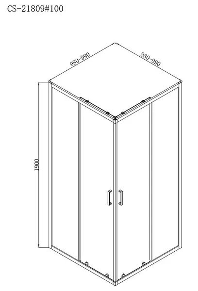 Душевой угол-ограждение «Loranto» Neo CS-21809В 100/100 квадратный прозрачный/чёрный без поддона