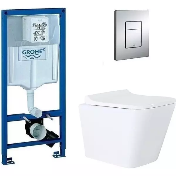 Комплект инсталляция с унитазом крышкой и кнопкой смыва Azario 38772001AZ-0052 безободковый белый 34425₽