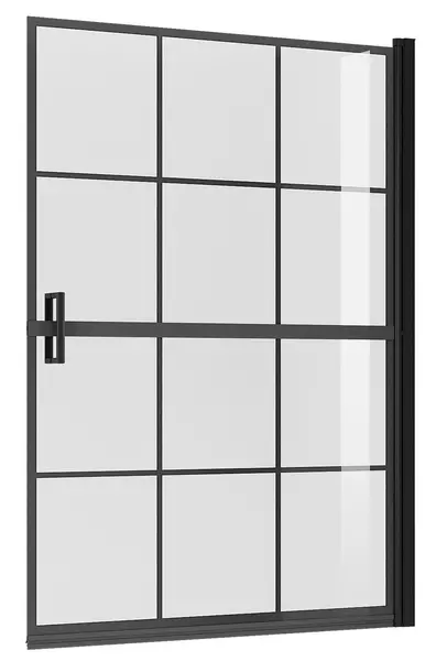 Шторка на ванну стеклянная «Niagara» NG-08-10 100/140 прозрачная с рисунком клетка/чёрная матовая универсальная
