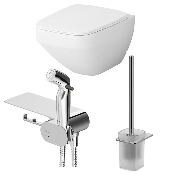 

Подвесной унитаз безободковый «Am.Pm» Inspire V2.0 CK50H0603W белый/хром (с гигиеническим душем и аксессуарами) с сиденьем дюропласт с микролифтом