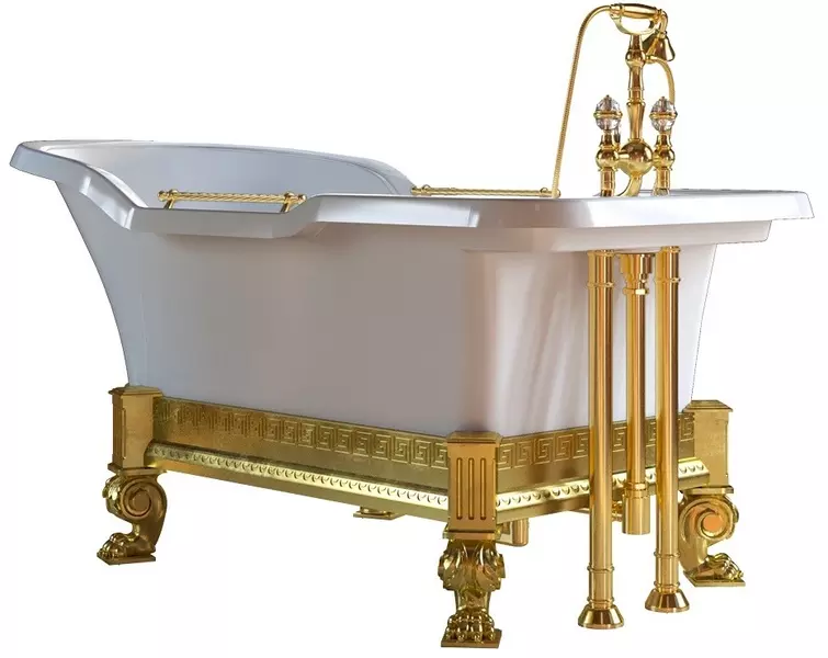 

IMPERO AFFUSTO M Ванна 180x87хH83.5 см. бел, лафет "меандр" золото, слив/перелив золото 26342 · Impero Affusto M, Migliore, 26342