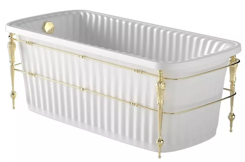 

Ванна из литьевого мрамора «Migliore» Olivia Console 174/83 с каркасом с сифоном белая/золото