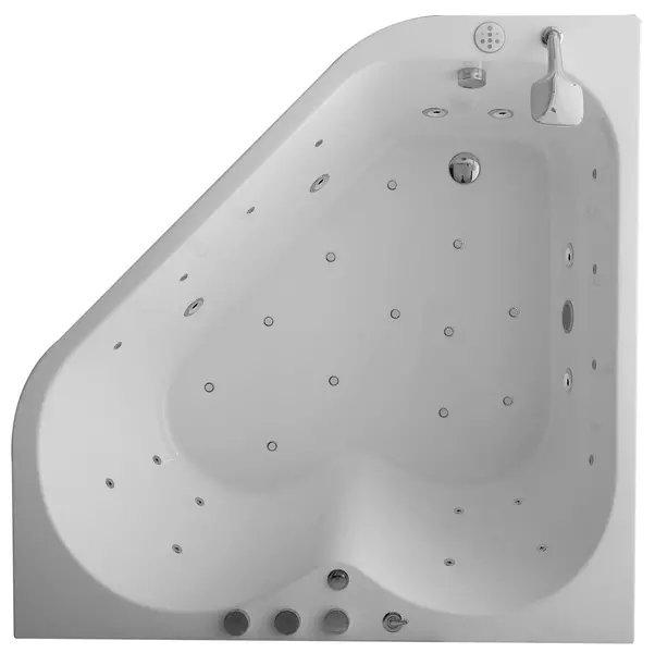 Гидромассажная ванна акриловая «SSWW» A2202 DGSP 150/150 с каркасом с сифоном белая глянцевая, цвет белый