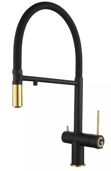 

Смеситель для кухни с подключением к фильтру «Rivelato» Adria 1523517 nero/oro