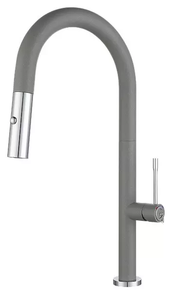 

Смеситель для кухонной мойки «Rivelato» Asti 3972500 с выдвижным изливом grigio/cromo