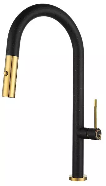 

Смеситель для кухонной мойки «Rivelato» Asti 3972500 с выдвижным изливом nero/oro