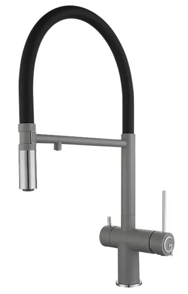

Смеситель для кухни с подключением к фильтру «Rivelato» Adria 1523517 grigio/cromo