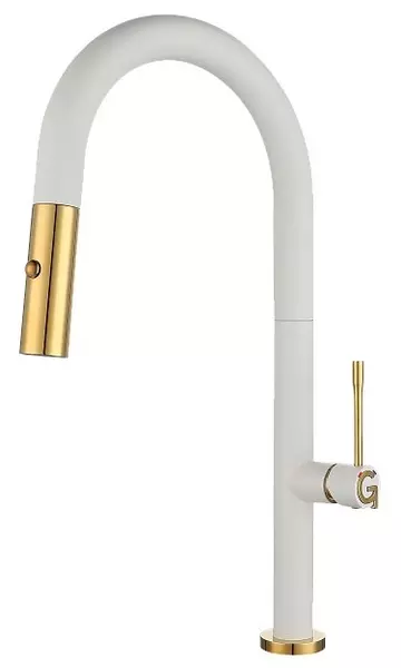 

Смеситель для кухонной мойки «Rivelato» Asti 3972500 с выдвижным изливом brina/oro