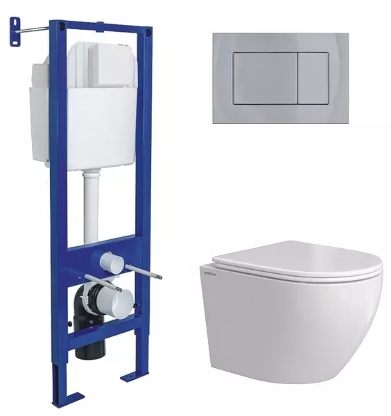 

Комплект инсталляция с унитазом, крышкой и кнопкой смыва «Berges Wasserhaus» Атом Okus Rimles безободковый