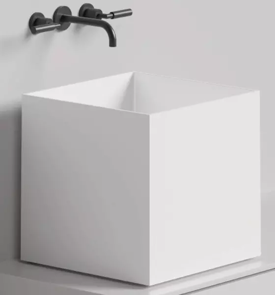 

Раковина «Salini» Armonia Square 03 S-Stone с декоративной накладкой на слив искусственный камень белая матовая