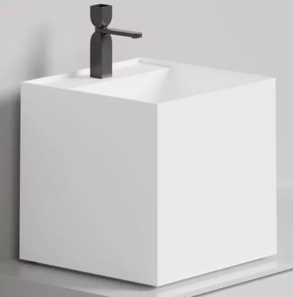

Раковина «Salini» Armonia Square Top 03 S-Stone с декоративной накладкой на слив искусственный камень белая матовая