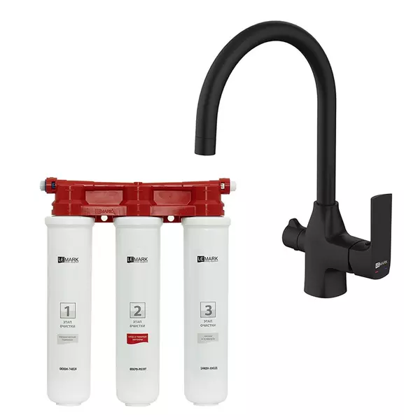 

Смеситель для кухни с подключением к фильтру «Lemark» UrsusLM7261BL085 (с комплектом фильтров) чёрный матовый