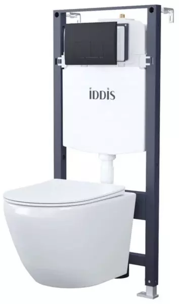 Комплект инсталляция с унитазом, крышкой и кнопкой смыва «Iddis» BASB020i73 безободковый белый