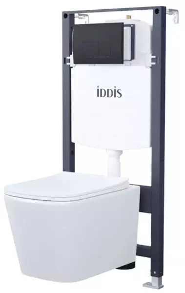 Комплект инсталляция с унитазом, крышкой и кнопкой смыва «Iddis» BASBI02i73 безободковый белый