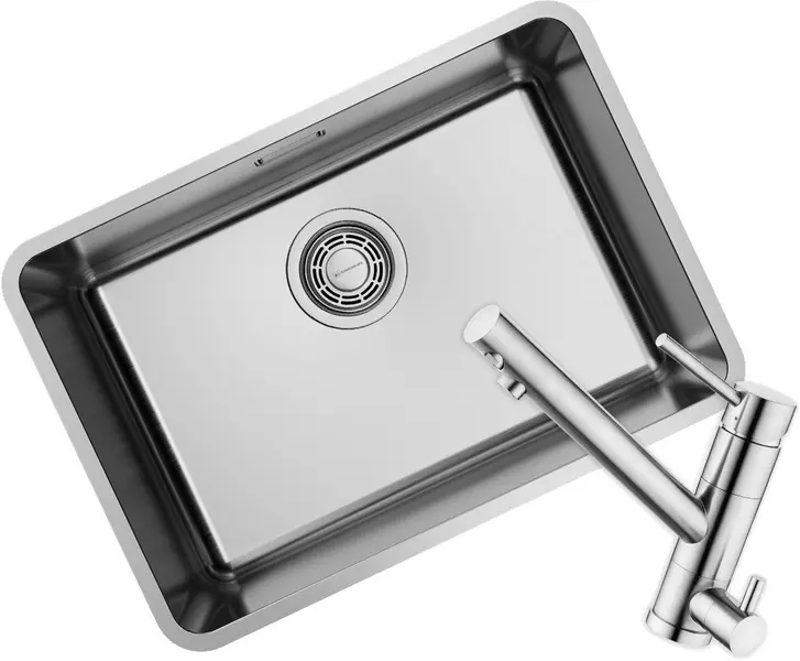 

Мойка для кухни «Omoikiri» Omi 53-U/I-IN Ultra Mini + Смеситель Tonami-BN нержавеющая сталь
