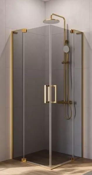 

Душевой угол-ограждение «Cezares» SLIDER-A-2-100/110-GRIGIO-BORO 110/110 тонированный/брашированное золото квадратный без поддона