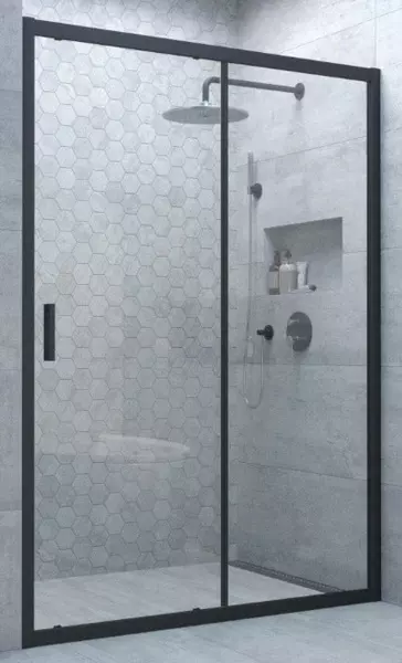 Душевая дверь «Vegas Glass» ZP Novo h2000 180/200 Crystal vision/чёрная матовая универсальная